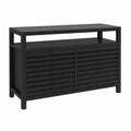 Schwarzes Holz-Sideboard mit Lamellentüren 120x40x80 cm