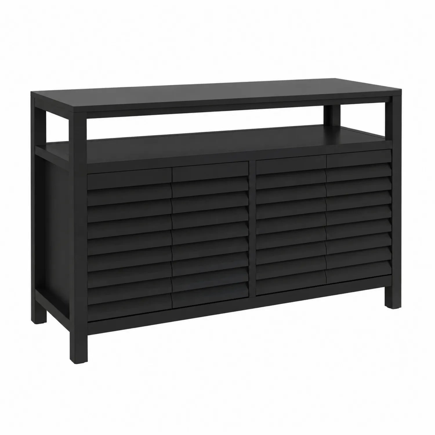 Schwarzes Holz-Sideboard mit Lamellentüren 120x40x80 cm