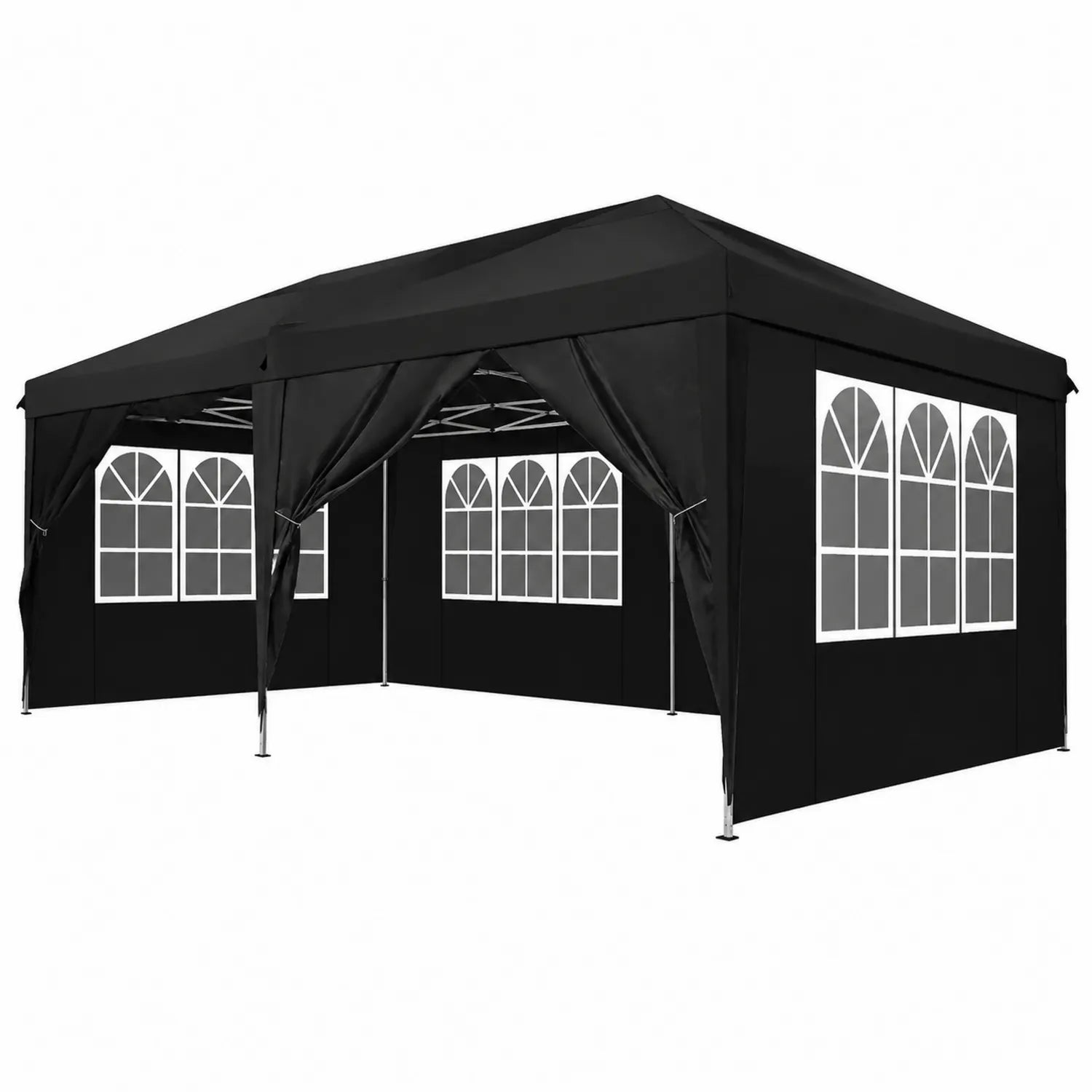 Pavillon 300x600 cm Polyester Schwarz