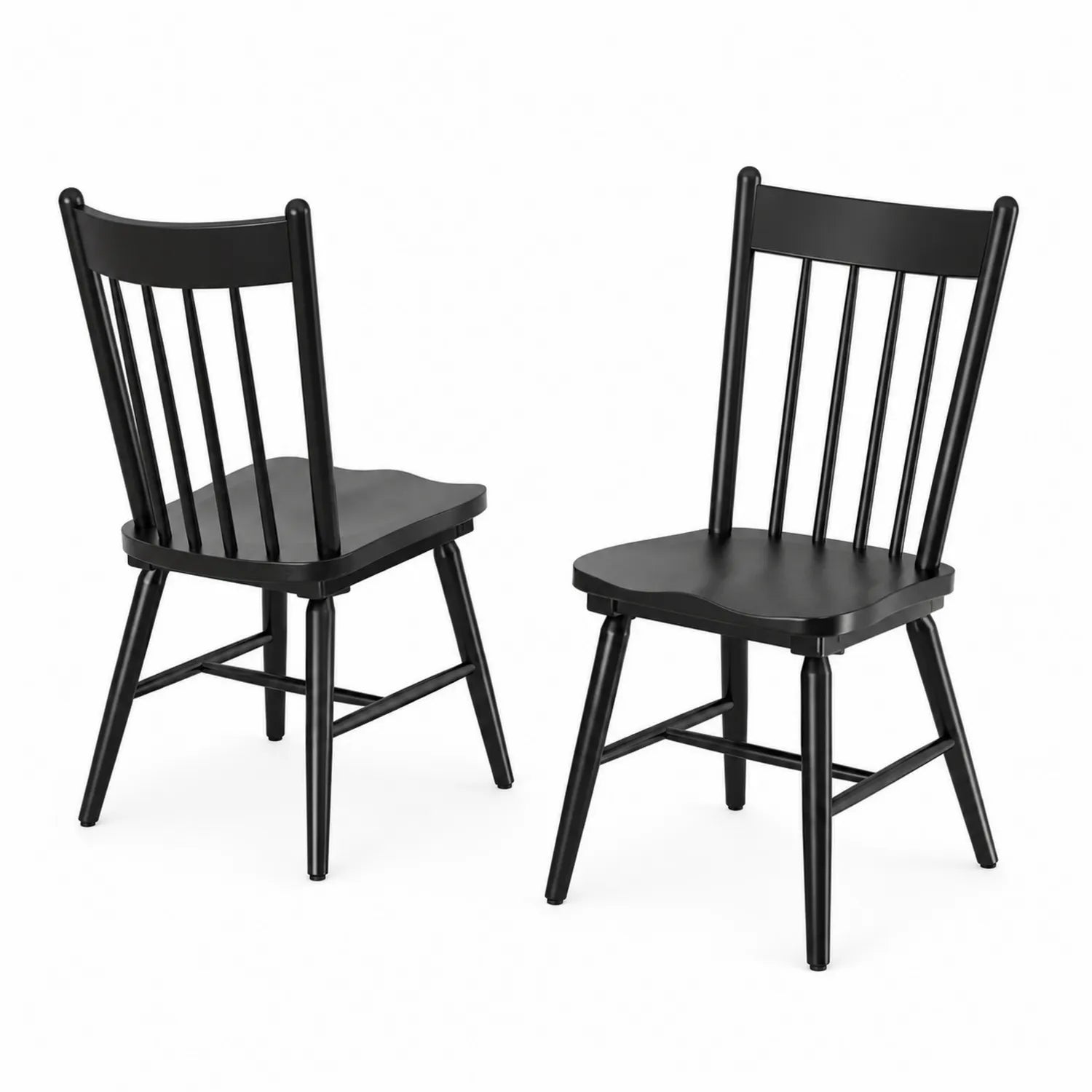 Esszimmerstuhl Set aus Kiefernholz Schwarz 2er Set