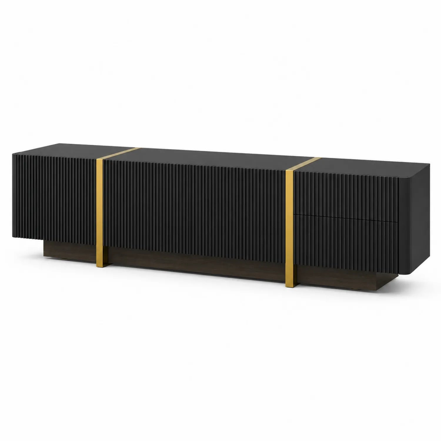 TV-Schrank Schwarz MDF mit Messingelementen 180x40x50cm